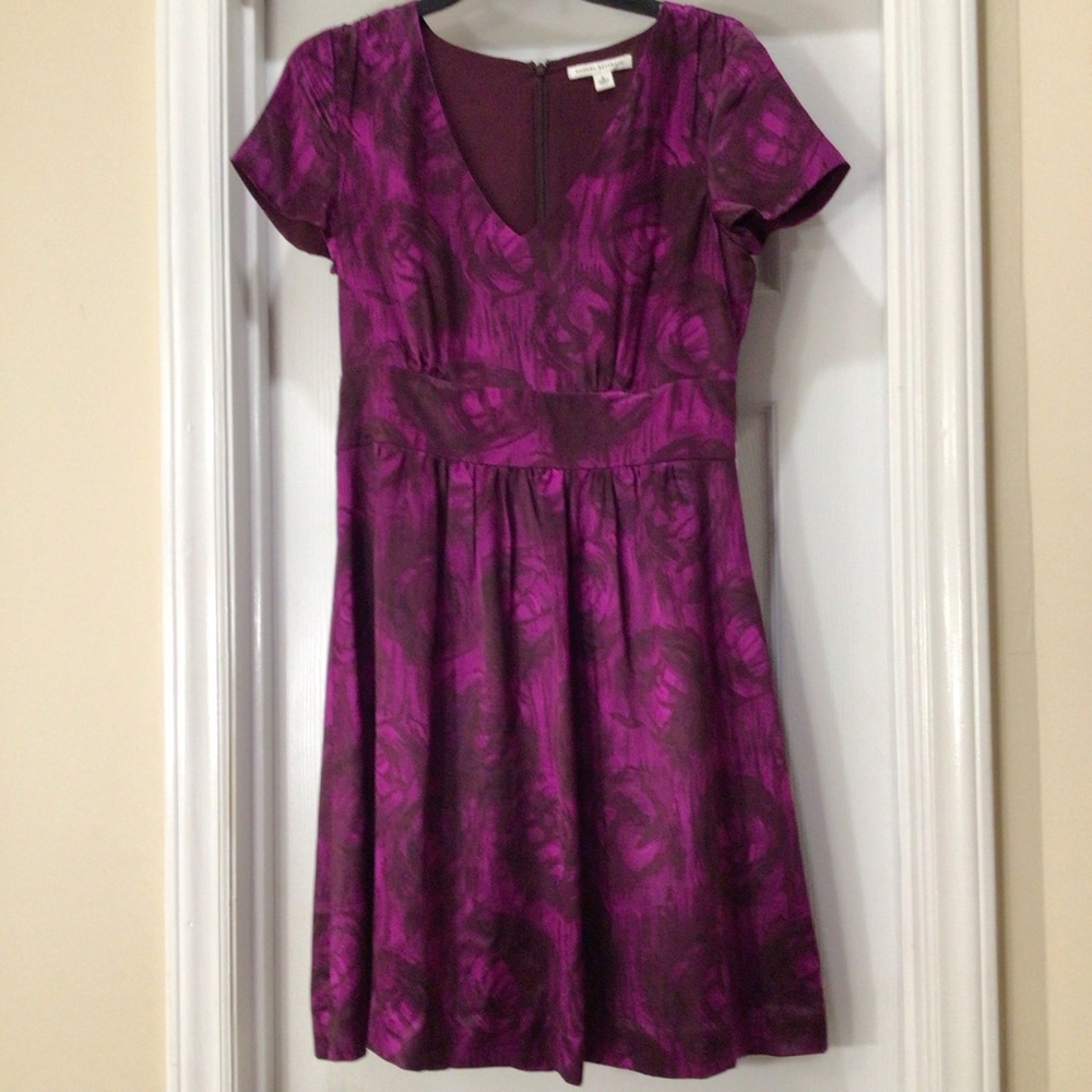 Banana Republic Purple Floral Jacquard Fit & Flare Dress